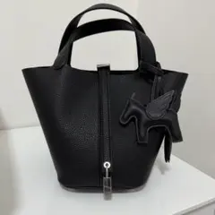 新品 本革 高級 キューブバッグ バケツバッグ ブラック ハンドバッグ 