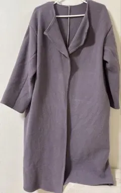 LOUNGEDRESS ノーカラーコート ロングコート　ウール　紫のサムネイル