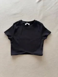 Bershka リブ クロップドTシャツ ブラックのサムネイル