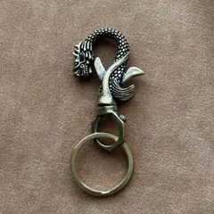 真鍮 キーホルダー キーリング カラビナ フック 龍 ビンテージ レトロ