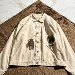 未使用　グラッドハンド　ワンポケット ジャケット　染み込みプリント　リネン