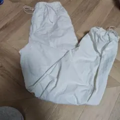 GUホワイト ドローストリング ワークパンツ