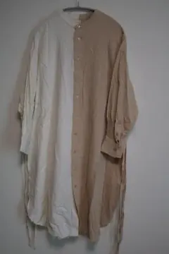 ニコアンド　バイカラー ロングシャツワンピース