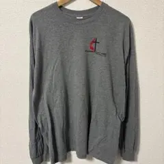 10s US古着 GILDAN 両面プリント 長袖Tシャツ XL グレー