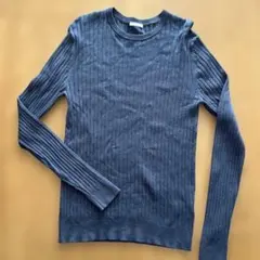 ダークブルー リブ編み GU 長袖ニット/Tシャツ Mサイズ