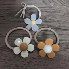 花モチーフ ヘアゴム 3個セット