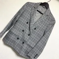 GU ジーユー　テーラードジャケット ダブル　オーバーサイズ　Ｓ　チェック柄