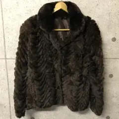 レッキス　ラビットファー　毛皮　コート　ショート丈　Lサイズ　/M7のサムネイル