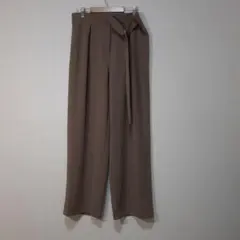 【新品タグ付き】【H&M】 ブラウン ワイドパンツ ウエストリボン付き