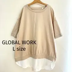 GLOBAL WORK レイヤード風 半袖トップス L ベージュ