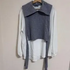 ZARA グレーのリブ編みクロップドベスト