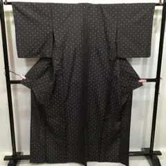 ⭐︎美品⭐︎長井紬 黒地 北限の紬 渡源織物 十時絣模様 証書あり