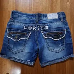 LORITA デニムショートパンツ フリンジヘム y2kのサムネイル