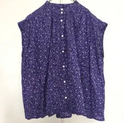 花柄ノースリーブシャツ　パープル