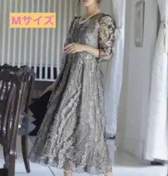 niana グレー レース パーティードレス