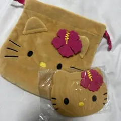 日焼けハローキティ 巾着とポーチ フェイスミラー　セット　付録