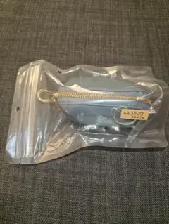 水色　本皮　ポーチ