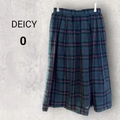 デイシー ロングチェックスカート ミモレ丈 サイズ0 ネイビー 春 夏 日本製