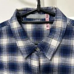 セオリーリュクスコットンブラウス　ネービーチェック柄　38 綿100%