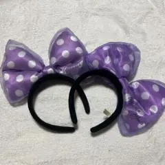 カチューシャ ディズニー ミニー 紫 水玉 ドット セット ペア