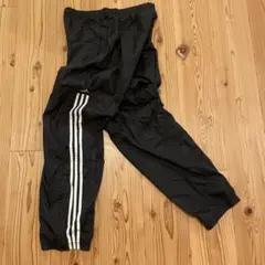 90s00s ブラックトラックパンツ ロゴ左右刺繍 裾ジッパー