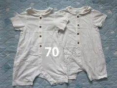 UNIQLO ベビーロンパース ショートオールカバーオール 70cm 2枚セット