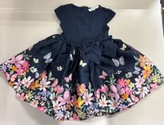 H&M ネイビー 花柄 ワンピース 2-4歳　100サイズ