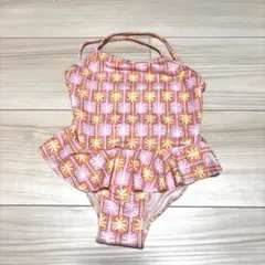 美品　ZARA フリル付き葉柄水着 12〜24m 92cm