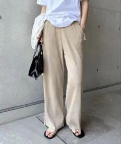 【美品】アンドミー セルフカットリブワイドパンツ ※裾カット済