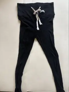 黒 リブ マタニティパンツ