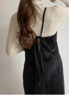 ベロア調Iラインキャミワンピース