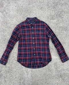 ネイビーとレッドのチェック柄長袖ネルシャツ ラルフローレン　古着