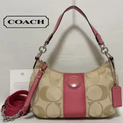 COACH ショルダーバッグ シグネチャー ハンドバッグ 2WAYバッグ ピンク