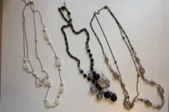 多色ビーズロングネックレス3本セット