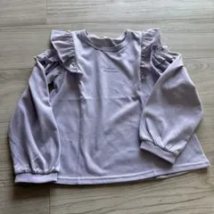 新品未使用　120 薄紫 フリル付き長袖カットソー 可愛い　女の子　オシャレ