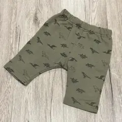 恐竜柄　カーキ　ハーフパンツ　七分丈パンツ　男の子　80