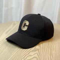 韓国 Cロゴキャップ ブラック ゴールド刺繍 シンプル ストリート