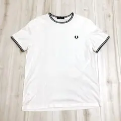 【美品】FRED PERRY フレッドペリー リンガーTシャツ 白