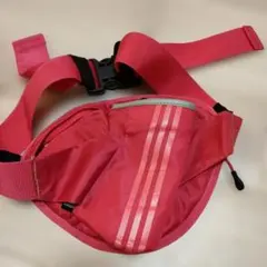 adidas ピンク ストライプ ウエストポーチ