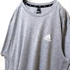 アディダス adidas ロゴ Tシャツ グレー 灰色 L 古着