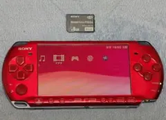 ＰＳＰ　３０００　赤　メモリースティック付き。電源ケーブル等や他付属品なし