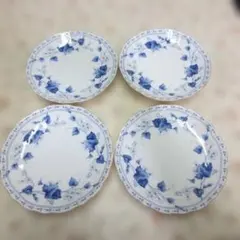 NARUMI 青い花柄の皿4枚セット