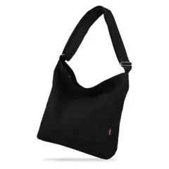 ショルダーバッグ トートバッグ キャンパス 黒 ポケット付き 長さ調整可能