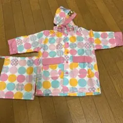 美品！branshes ベビーレインコート ドット柄 90cm 収納袋つき