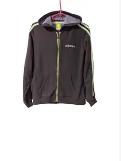 adidas neo フルジップ パーカー 茶系　裏地カラフル　3本ライン
