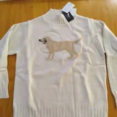 アイボリー 　セーター　犬の刺繍　タグ着き