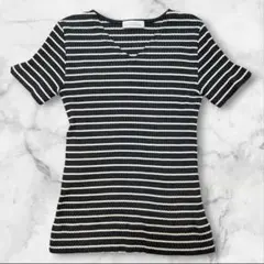 GREEN LABEL RELAXING ストライプ半袖ニット　ID371のサムネイル