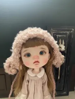 いちごミルクみたいなモコモコ羊耳ボンネット