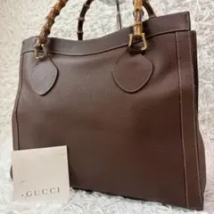 ✨希少/特大/美品✨グッチ ハンドバッグ ダイアナ バンブー ゴールド金具 自立のサムネイル