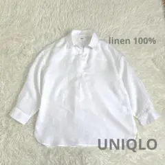 ユニクロ　リネン100%スキッパーシャツ　七分袖　オーバーサイズ感有